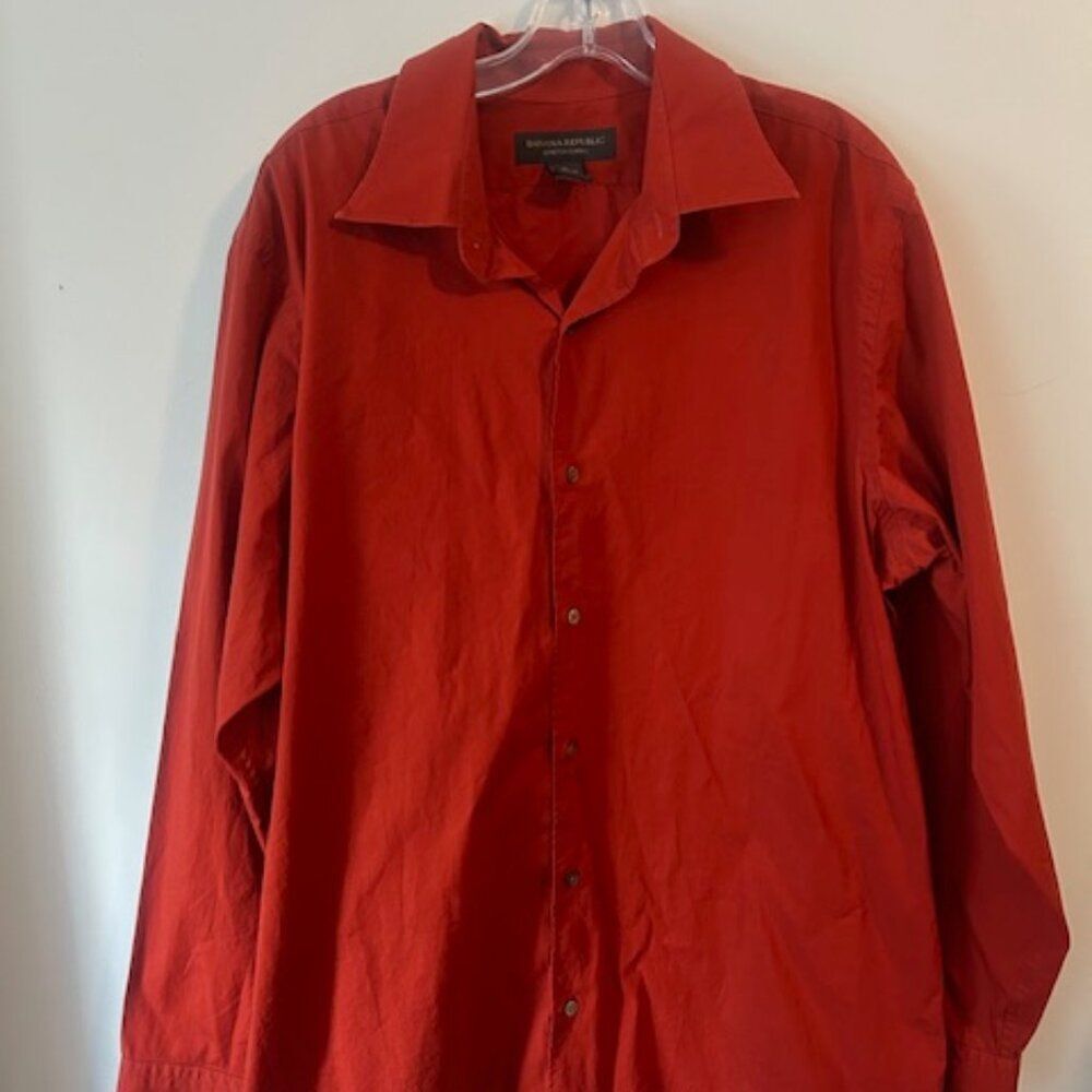 Banana Republic Stretch Classic Burnt Orange button-down shirt, size XL